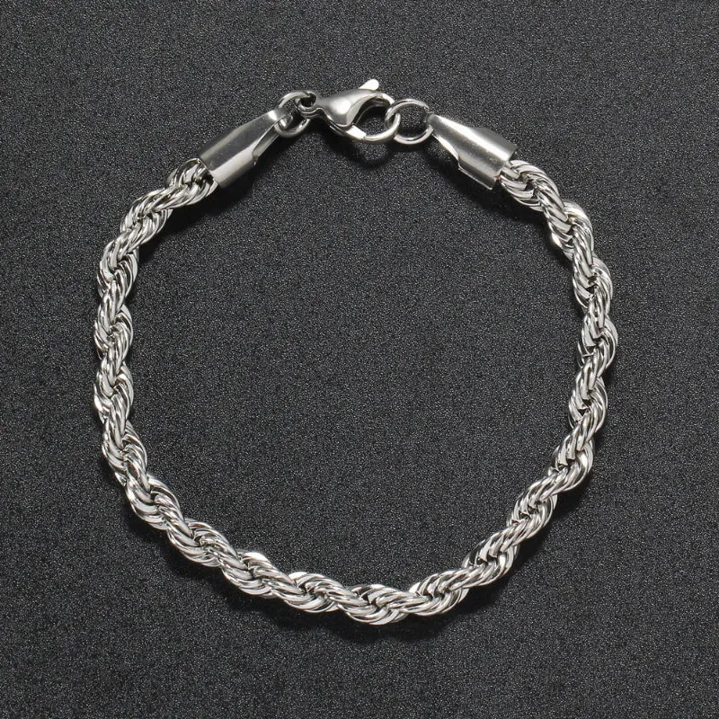 925 Sterling Silver Fashion Silver Jewelry Gift 2024 New High Quality Women Men Chain Male Twisted Rope Necklace Bracelets Gift